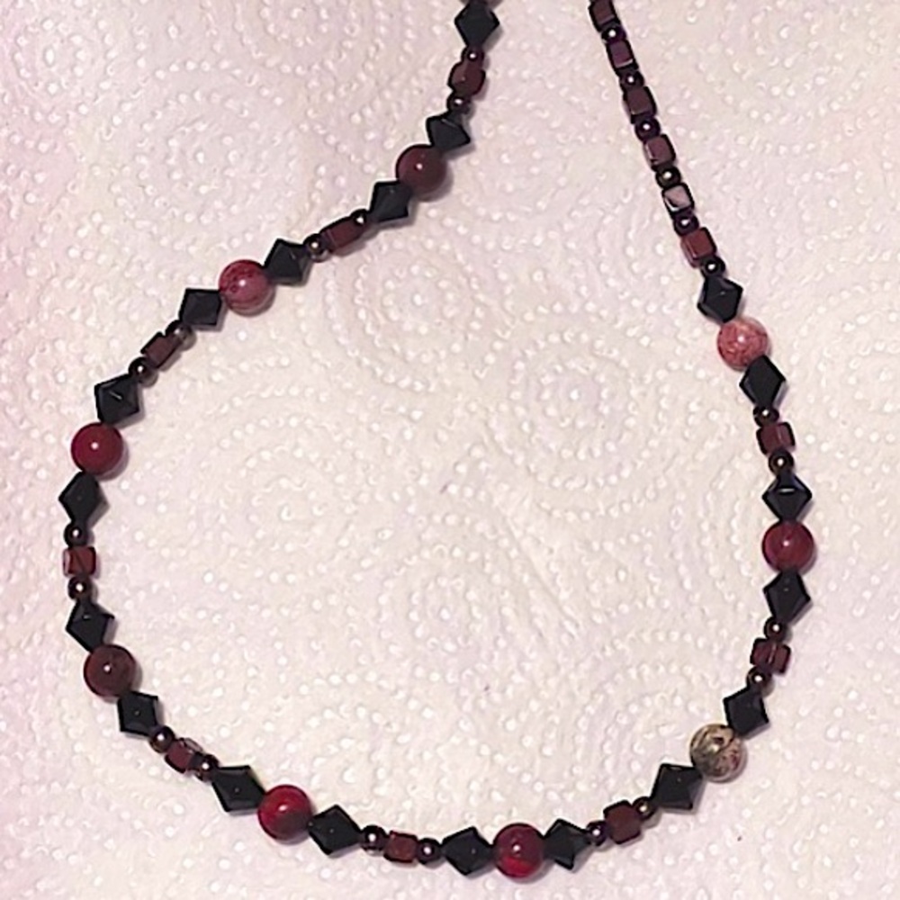 Artisan style (jasper) beaded necklace with silver beads